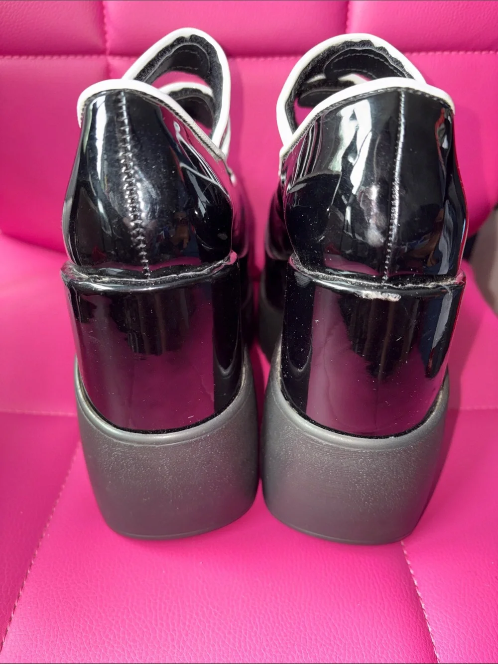 Demonia Void 37 MaryJane Platforms Black White Size 6